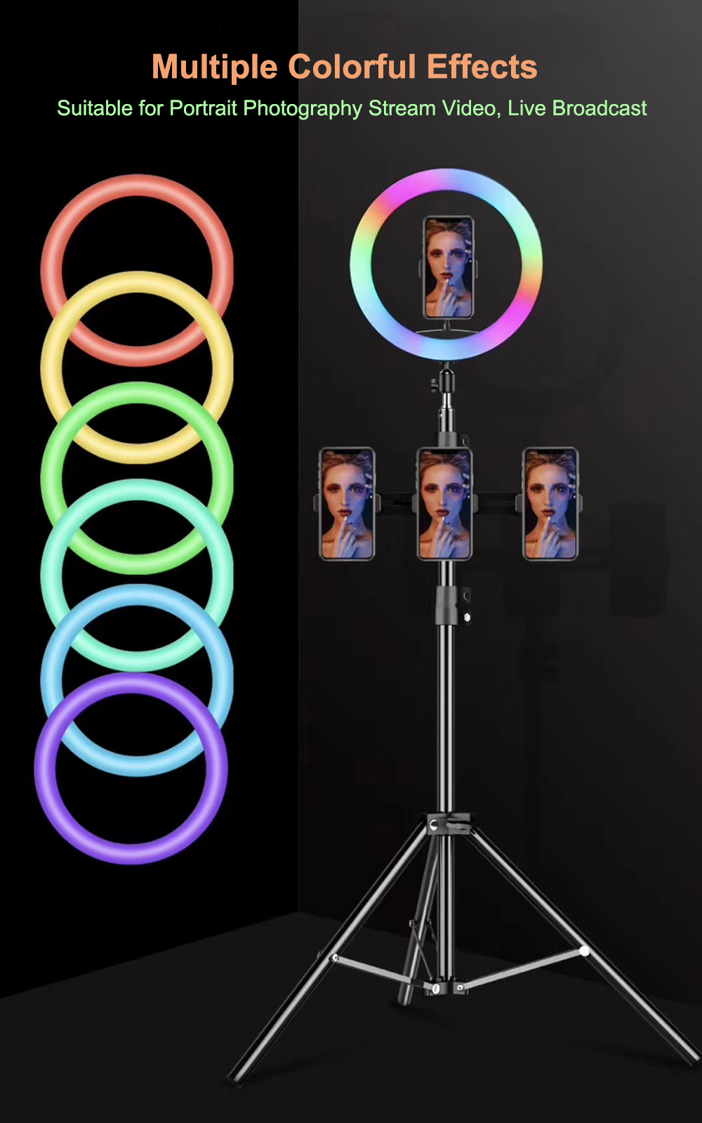 MJ33 RGB LED Soft Ring Light Phone Holder - SS Camera
